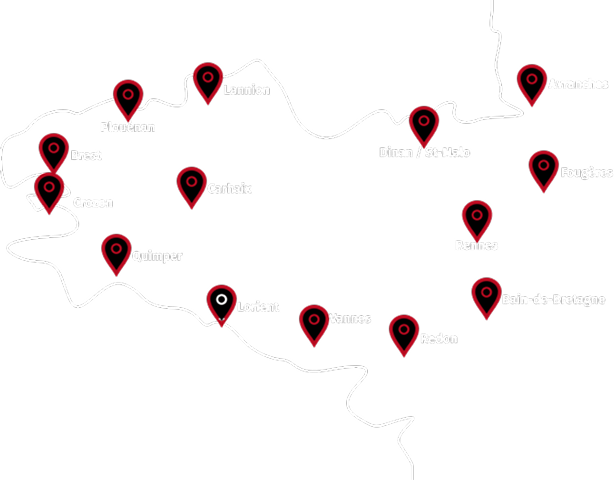 Carte des agences Armory en Bretagne